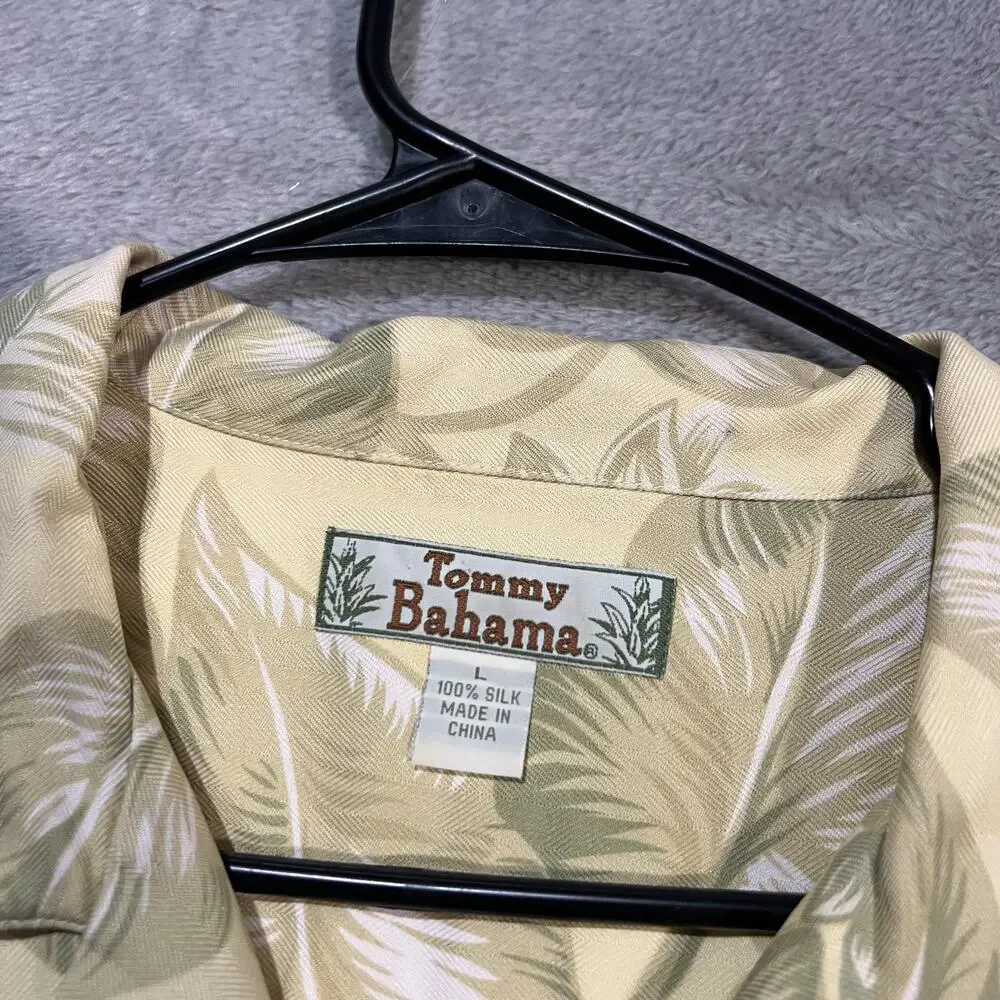 Tommy Bahama Shirt Mens Large Yellow Green Floral Silk Camp Hawaiian Pocket - Picture 5 of 7